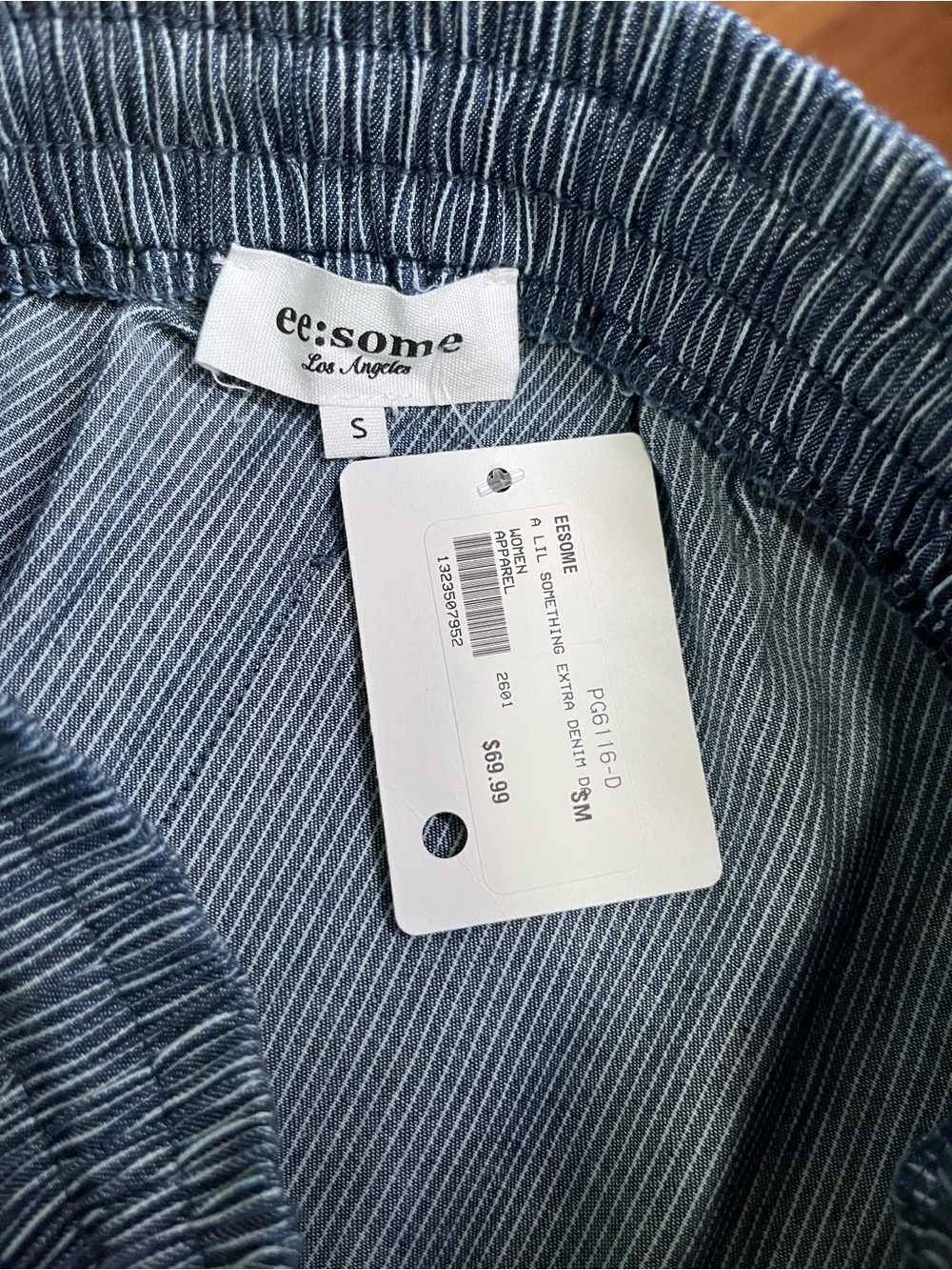 ee:some Los Angeles Washed Pinstripe Tie Waist Wide Leg Pants Small NWT - Picture 5 of 12